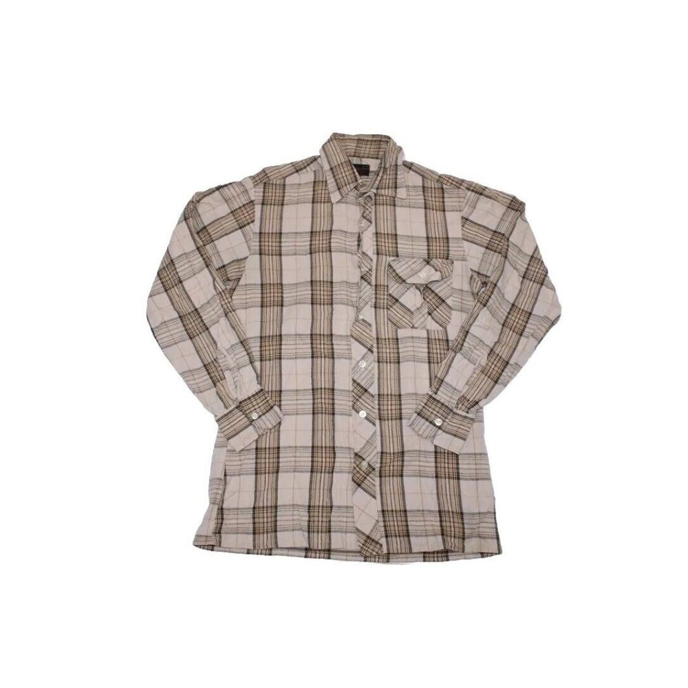 Vintage Mens Flannel Shirt Alexanders 1970s Cotton Plaid Logger One Pocket Small